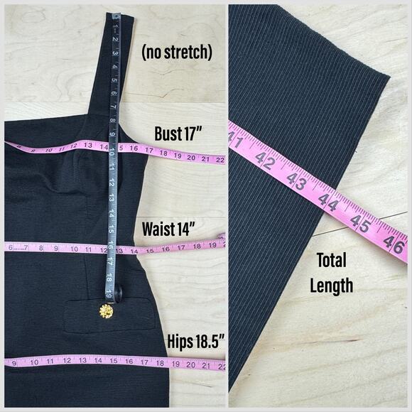 Vintage 1990s Black Rib Sleeveless Sheath Dress - Picture 6 of 7